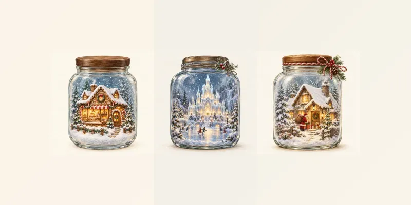 Christmas Jar Diorama Cliparts