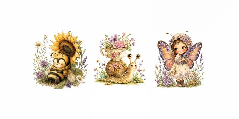 Whimsical Bee Garden Characters generated by undefined