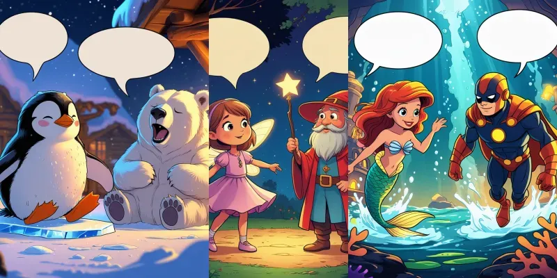 Comic Style Duo Interaction Scenes
