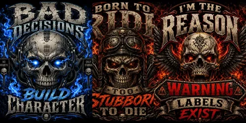 Dark Humor Skull Typography Tshirts generated by chatgpt-image
