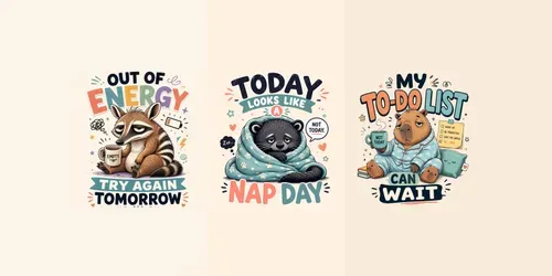 Cute Moody Animal Quote Tshirt Packs generated by chatgpt-image