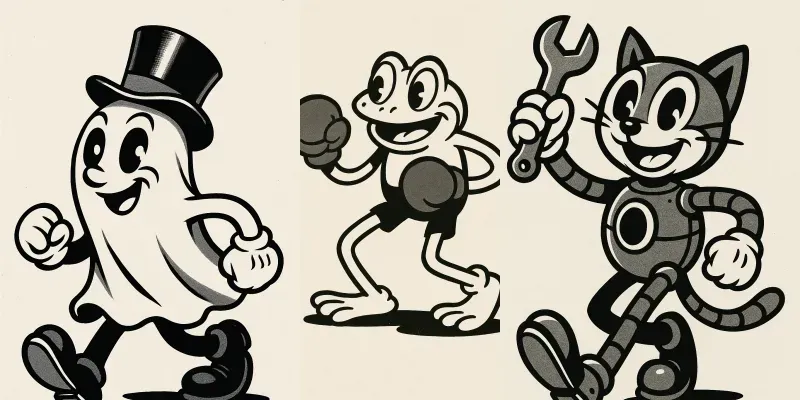 1930s Rubber Hose Cartoon Characters generated by undefined