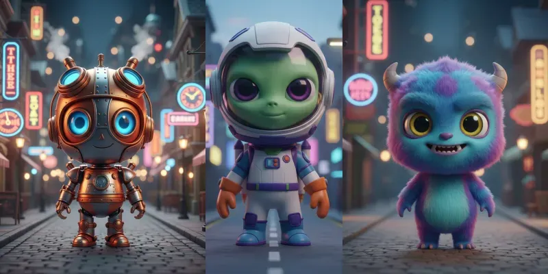 Cinematic Cute Toy Characters generated by undefined