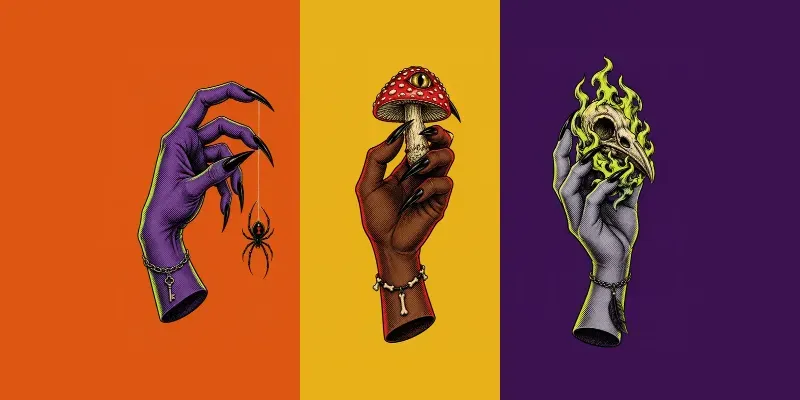 Gothic Witch Hand Comic Art