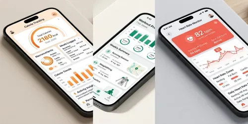 Fitness Tracking App Screen Designs generated by gemini-image