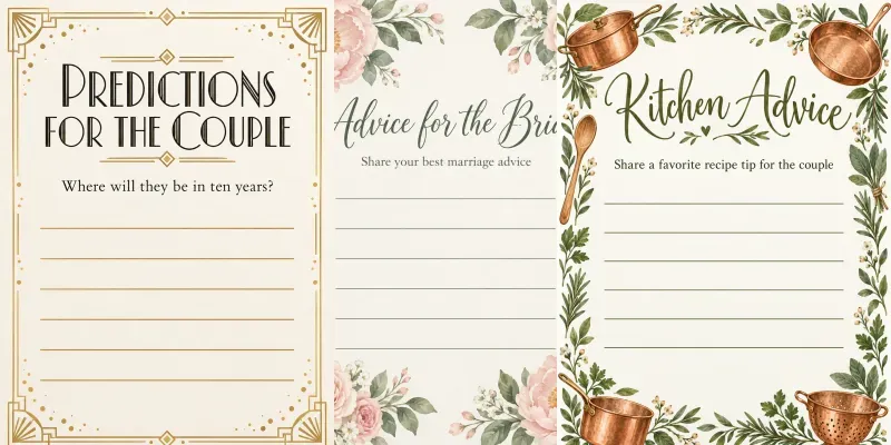 Bridal Shower Activity Cards