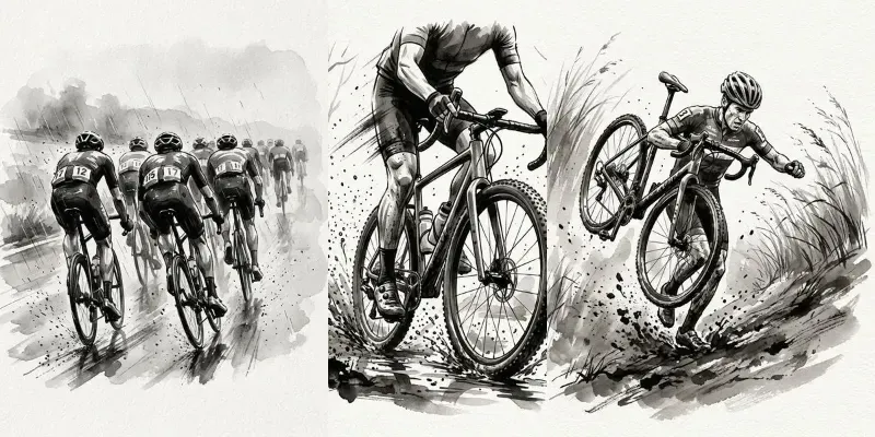 Cycling Sumie Ink Wash Illustrations generated by undefined
