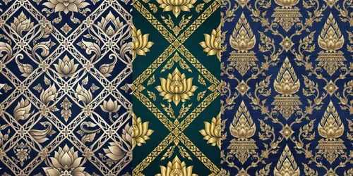 Thai Lotus Silk Seamless Patterns generated by gemini-image