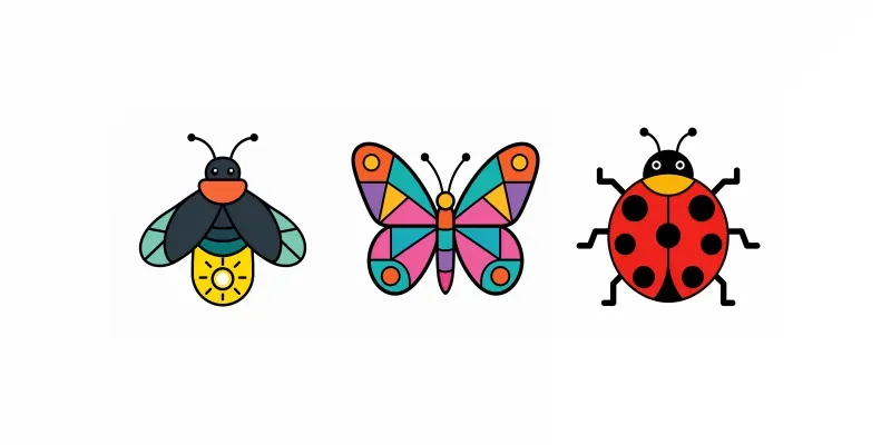 Minimal Geometric Insect Vector Icon Sets generated by undefined