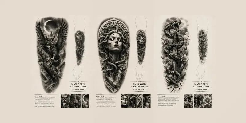 Black Grey Tattoo Flash Sheets generated by undefined