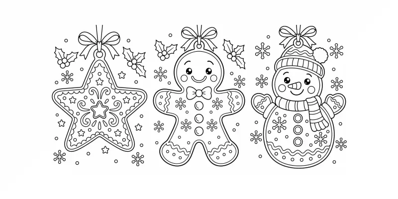 Holiday Cookie Ornaments Coloring Pages