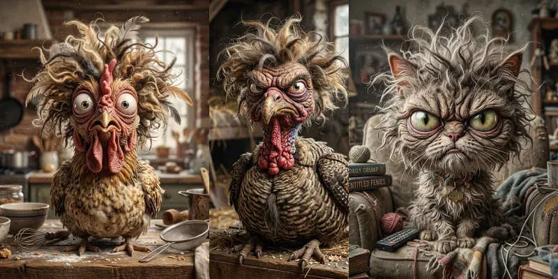 Grumpy 3D Animal Caricature Art generated by undefined