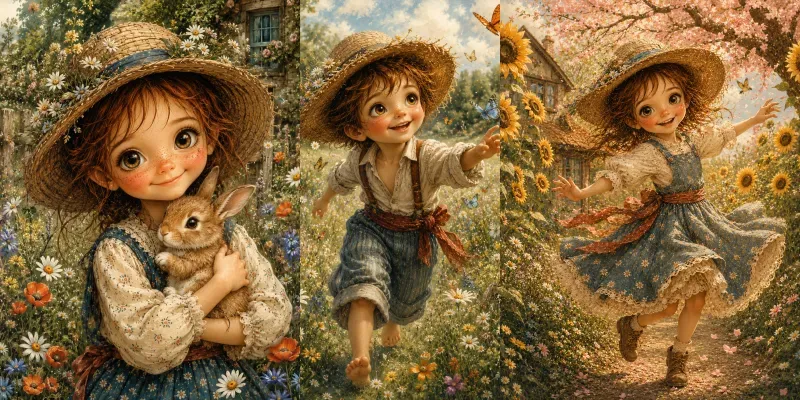 Whimsical Cottage Storybook Children generated by undefined