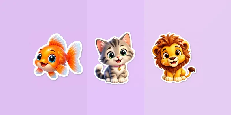 3D Cute Chibi Animal Stickers Generator generated by undefined