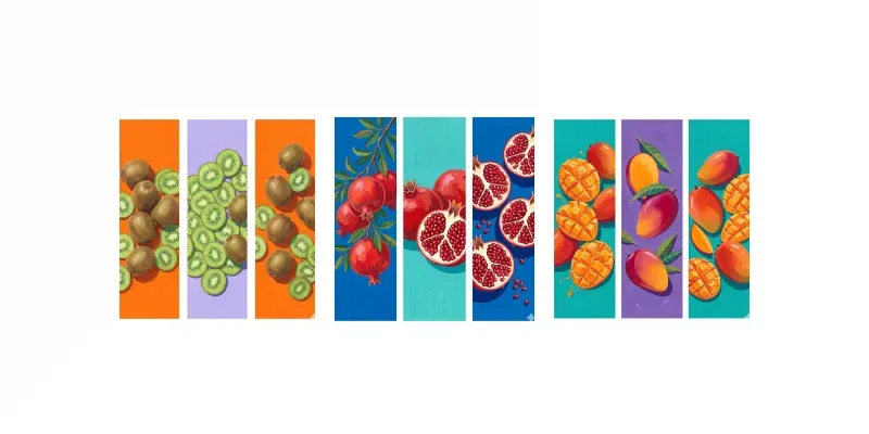 Summer Fruit Gouache Triple Panel Art generated by undefined