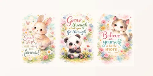 Cute Watercolor Motivation Animal Posters generated by chatgpt-image