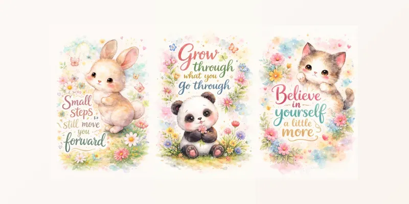 Cute Watercolor Motivation Animal Poster generated by undefined