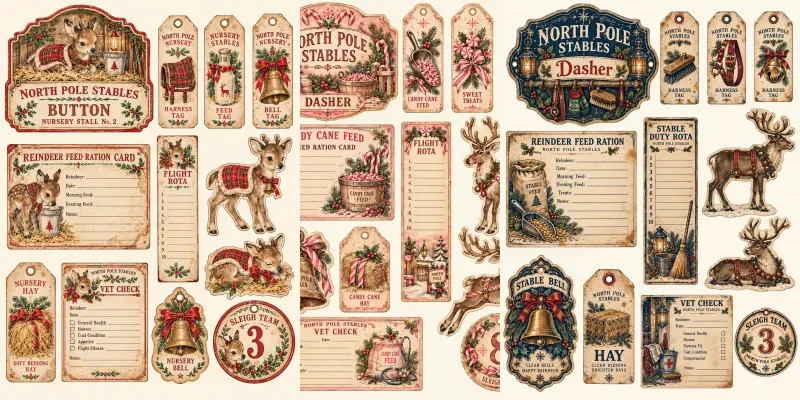 Reindeer Barn Ephemera Sheets