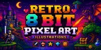 Retro 8 Bit Pixel Art Illustrations chatgpt-image prompt mini thumbnail