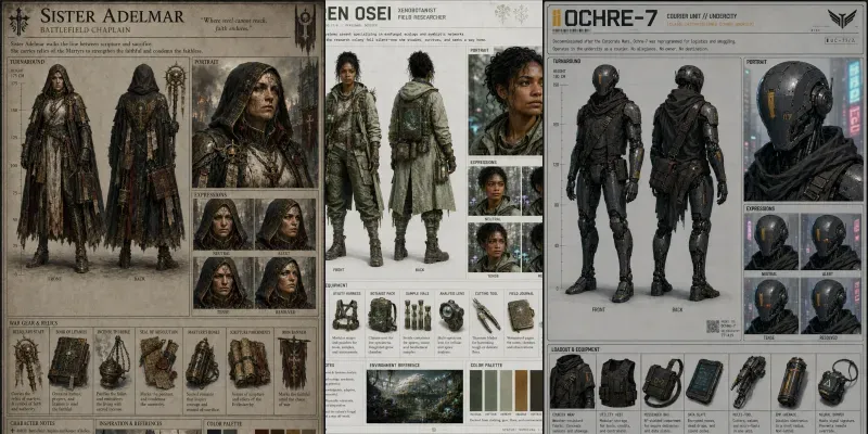 Character Blueprint Reference Sheets generated by undefined