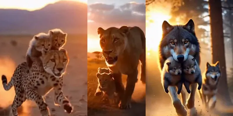 Cinematic Wildlife Chase Videos generated by undefined