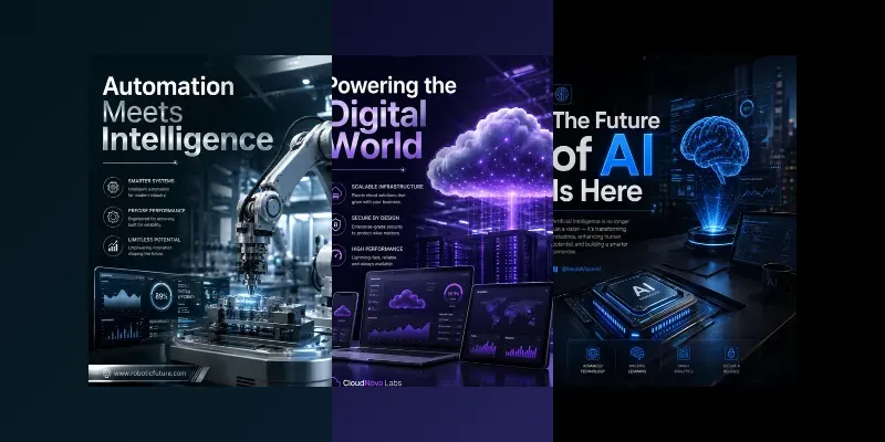 Futuristic Tech Social Posts generated by undefined