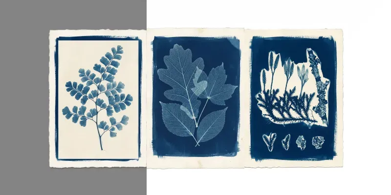 Cyanotype Botanical Ephemera Cards