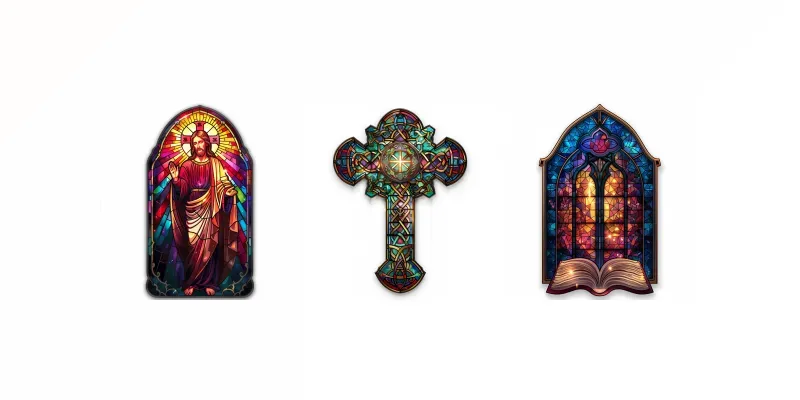 Luminous Catholic Stained Glass Stickers generated by undefined