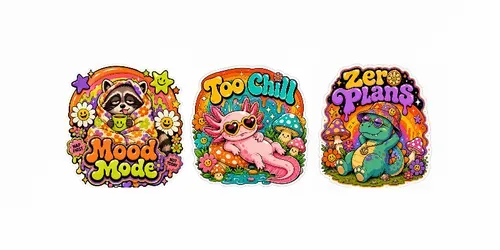 Retro Trippy Kawaii Sticker Packs generated by chatgpt-image