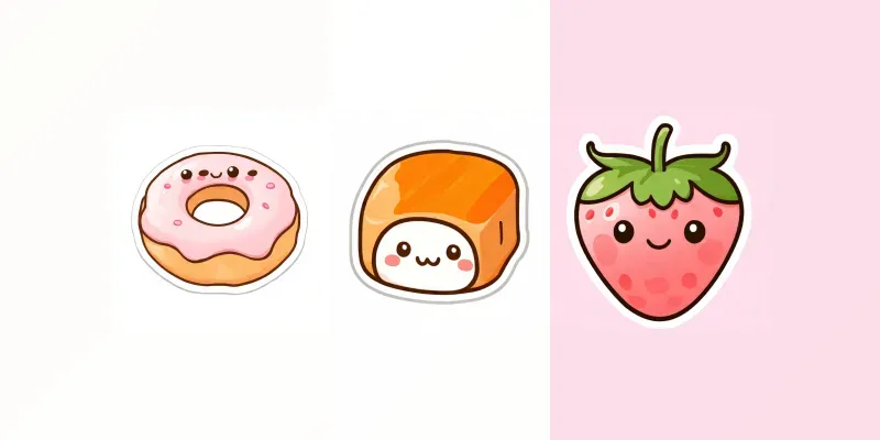 Kawaii Food Sticker Illustrations generated by undefined