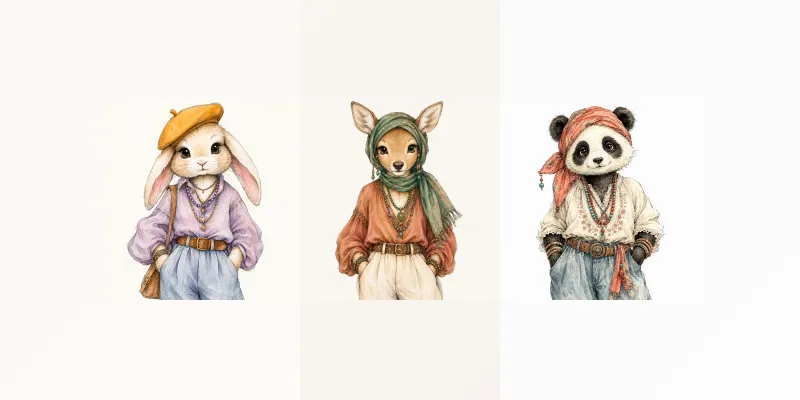 Whimsical Watercolor Animal Fashion generated by undefined