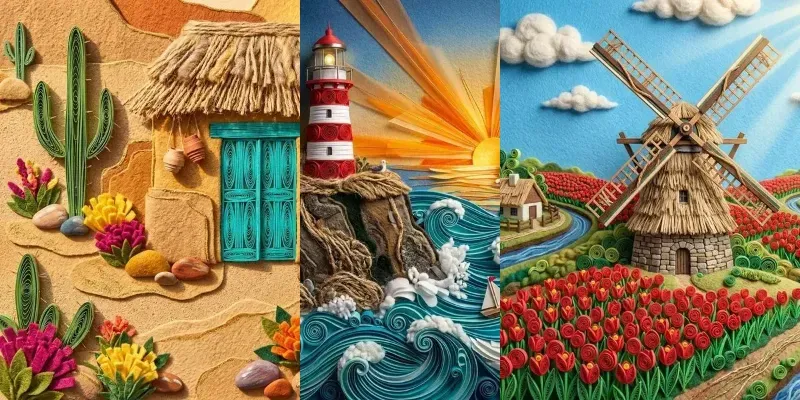 3D Fullframe Quilling Felt Reliefs generated by undefined