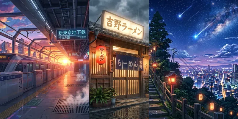 Makoto Shinkai Backgrounds Landscapes generated by undefined