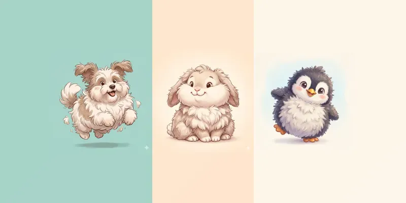 Fluffy Overstuffed Cartoon Animals generated by undefined