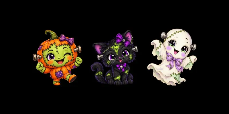 Whimsical Frankenstein Halloween Cliparts