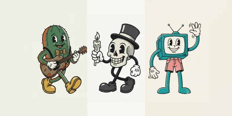 Retro Rubber Hose Cartoon Mascots