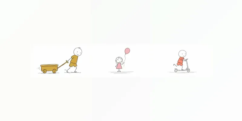 Whimsical Children Stick Figure Actions generated by undefined