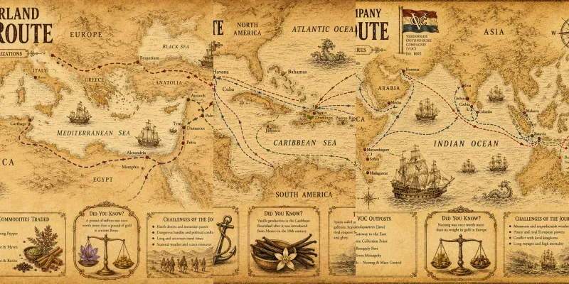 Vintage Spice Route Infographic Maps generated by undefined