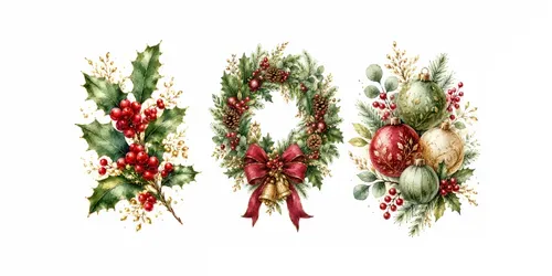 Festive Christmas Watercolor Cliparts generated by chatgpt-image