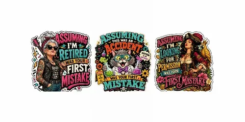 Retro Rebel Humor Sticker Bundle Designs generated by chatgpt-image