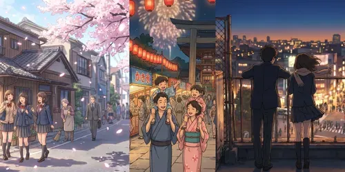 2D Anime Sliceoflife Cities generated by gemini-image