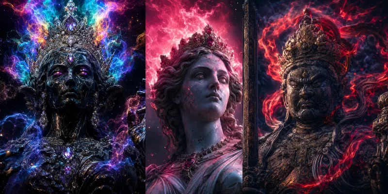 Neon Mythic Statue Portraits generated by undefined