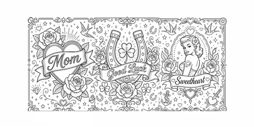 Vintage Tattoo Coloring Pages generated by chatgpt-image