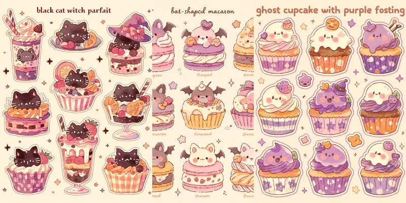 Kawaii Halloween Dessert Stickers generated by undefined