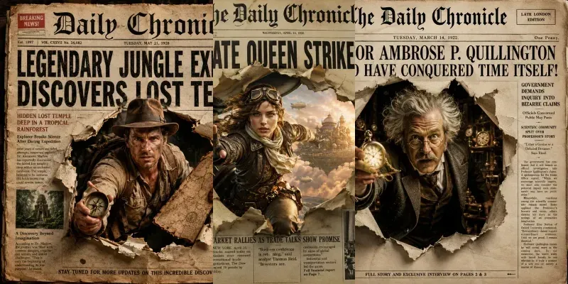 Vintage Newspaper Hero Portraits generated by undefined