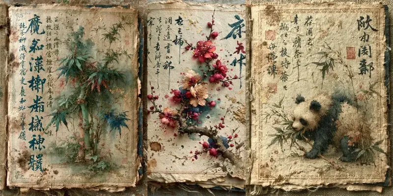 Vintage Chinese Journal Pages generated by undefined