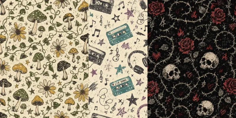 Edgy Grunge Doodle Seamless Patterns generated by undefined