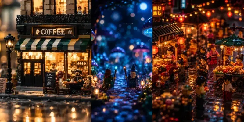 Cinematic Miniature Lego World Scenes generated by undefined
