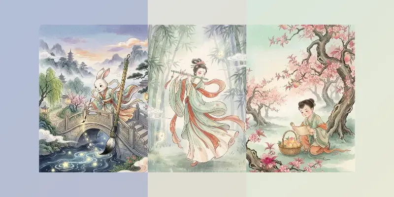 Whimsical Chinese Folk Tale Book Art
