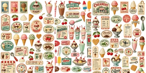 Vintage Ice Cream Parlor Ephemera generated by chatgpt-image